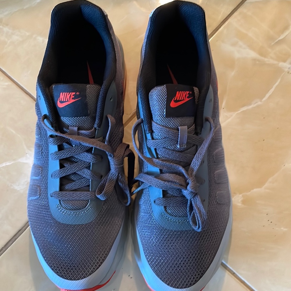 Nike Air orange and two shades of gray see-through heels slightly worn like new